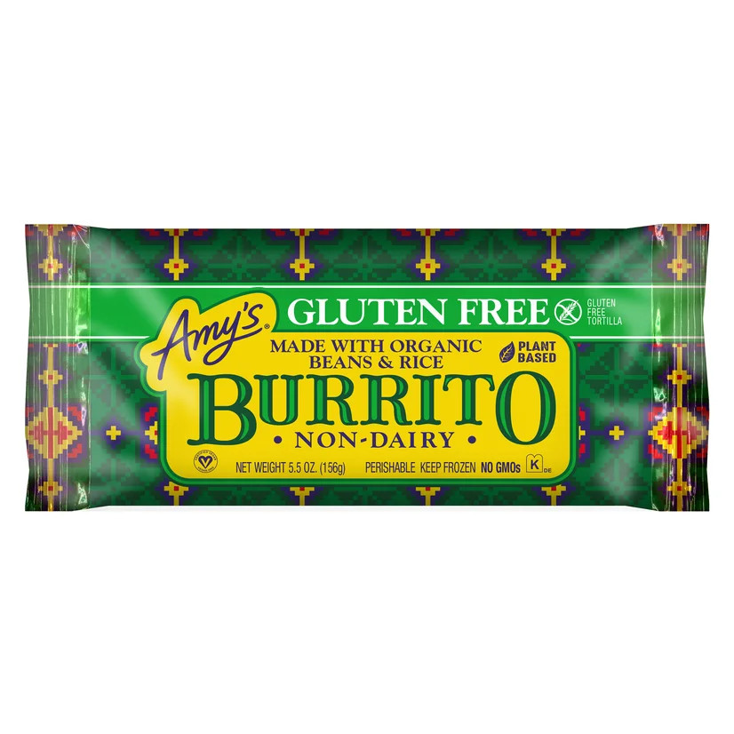 Amy's Gluten Free Bean & Rice Burrito, 5.5oz Pouch (Frozen) | Walmart (US)