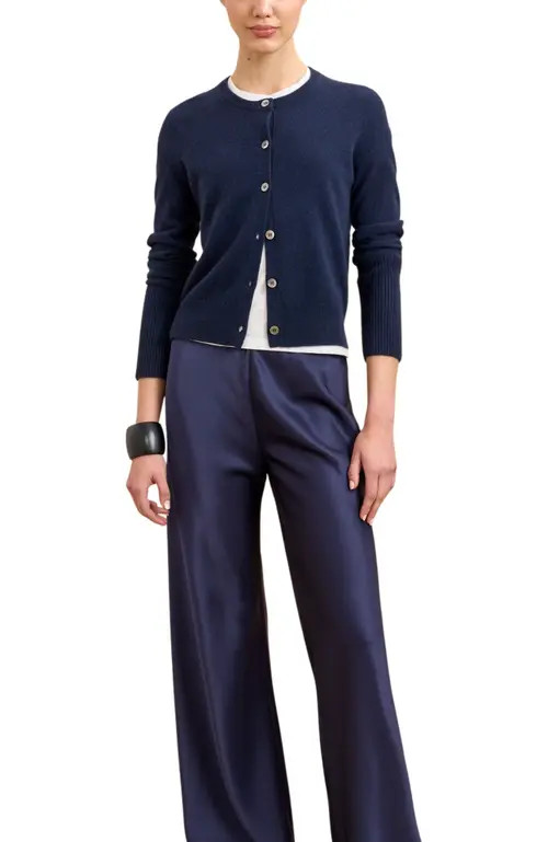 La Ligne Solid Lean Lines Cardigan in Navy at Nordstrom, Size Large | Nordstrom
