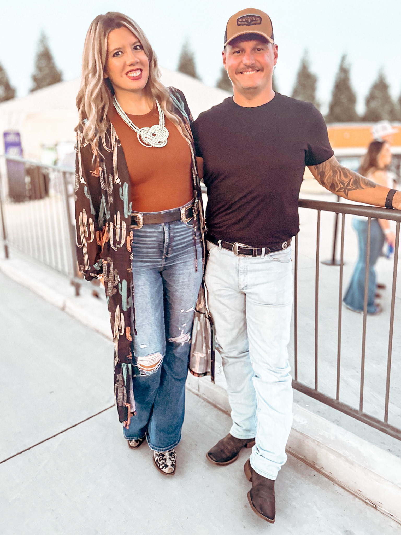 Concert outfit, country concert, kimono, western style, western fashion, wranglers, turquoise, flare jeans, cactus, bodysuit, country couple, western vibes 

#LTKmidsize #LTKfamily #LTKstyletip