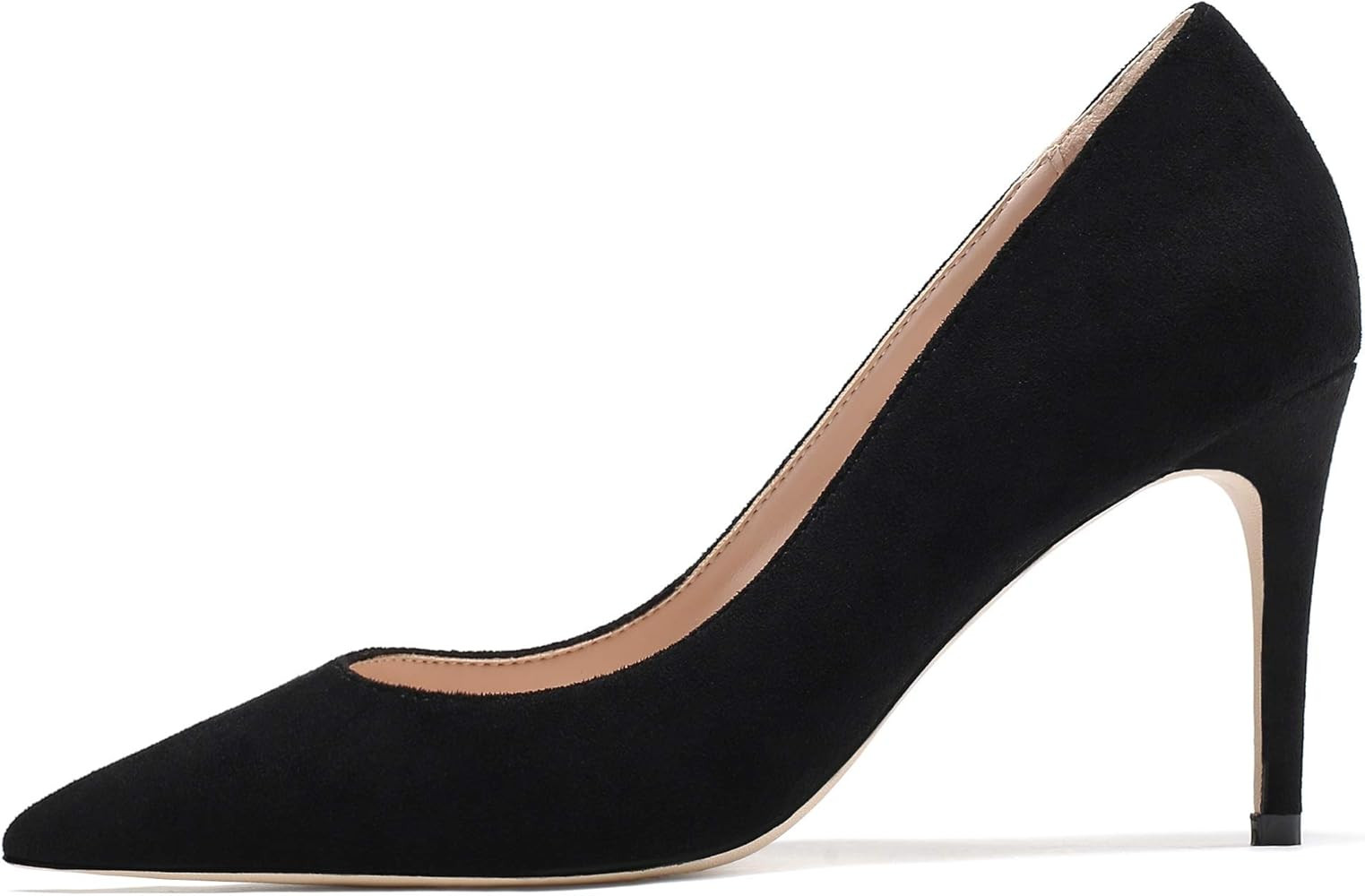 SAMMITOP Women's Pointed Toe Pumps Classic Suede Shoes Slip On Dress Pumps | Amazon (US)