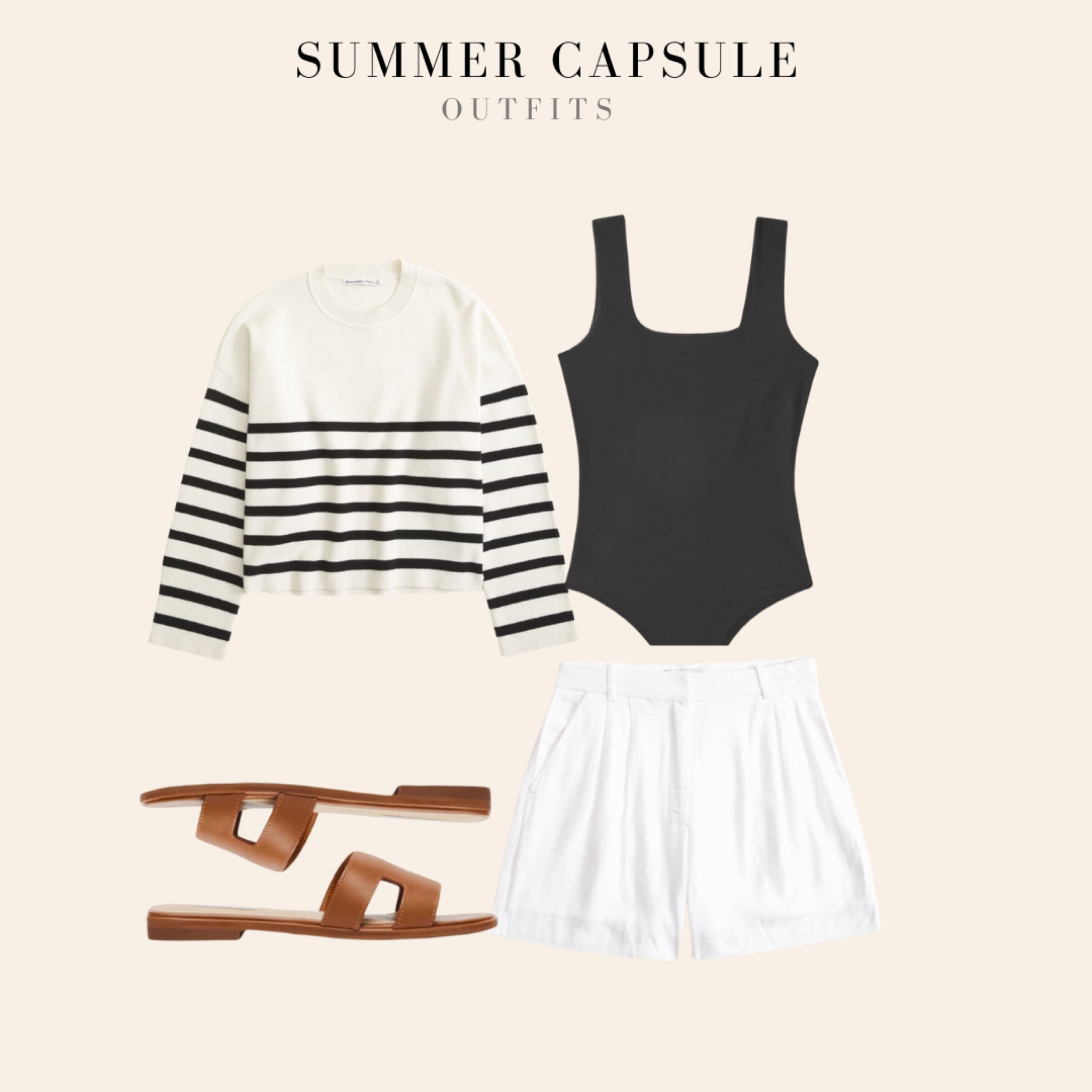 Summer capsule outfit with linen shorts and black bodysuit with striped sweaterr

#LTKSaleAlert #LTKStyleTip #LTKSummerSales