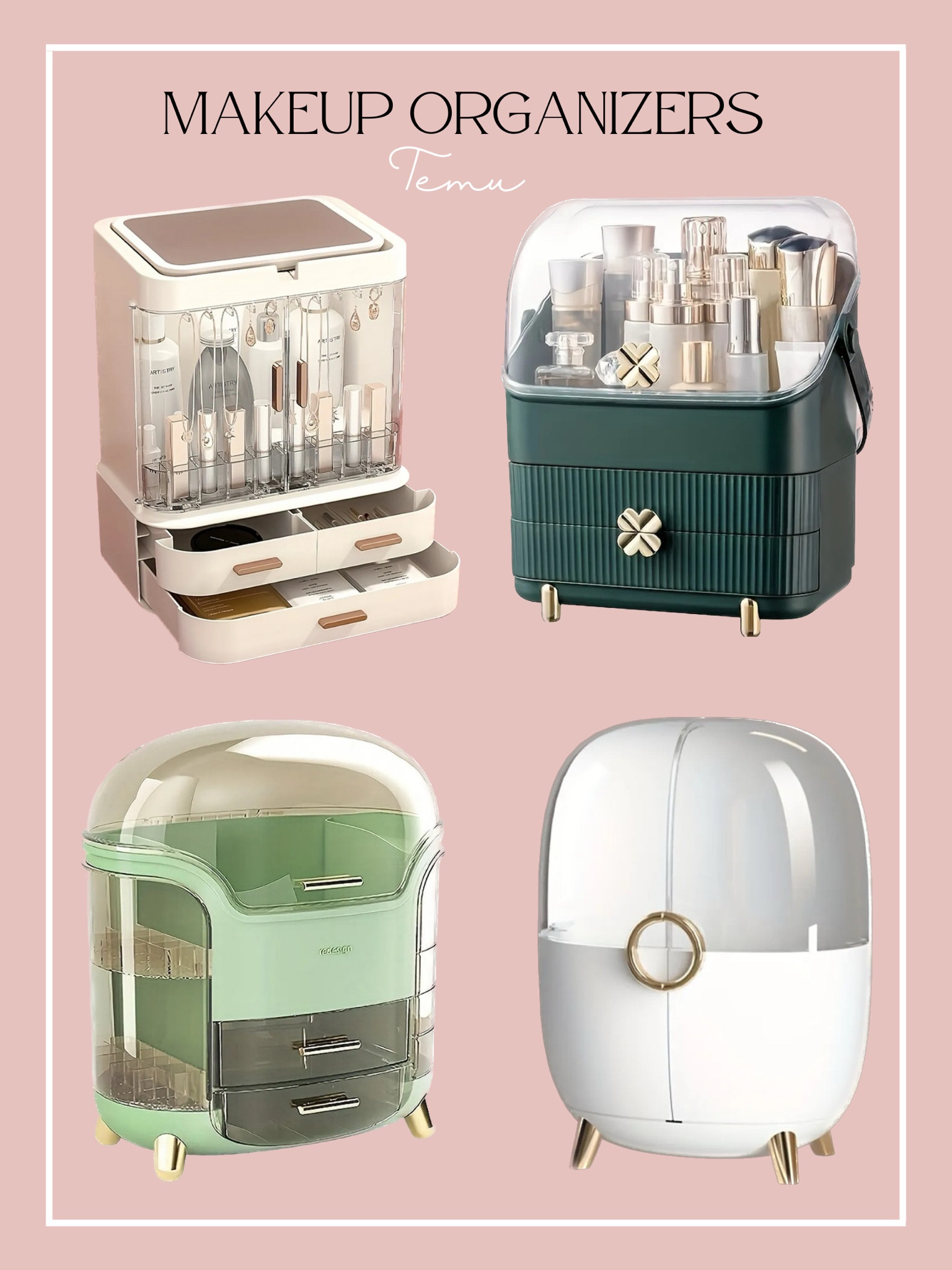 Super cute Makeup organizers from Temu.



Cosmetic Storage Box, Drawer Type Makeup Organizer, Dresser Skin Care Products Shelf, Lipstick Finishing Box, Large Capacity Desktop Organizer
Temu finds 

#LTKbeauty #LTKFind #LTKunder50