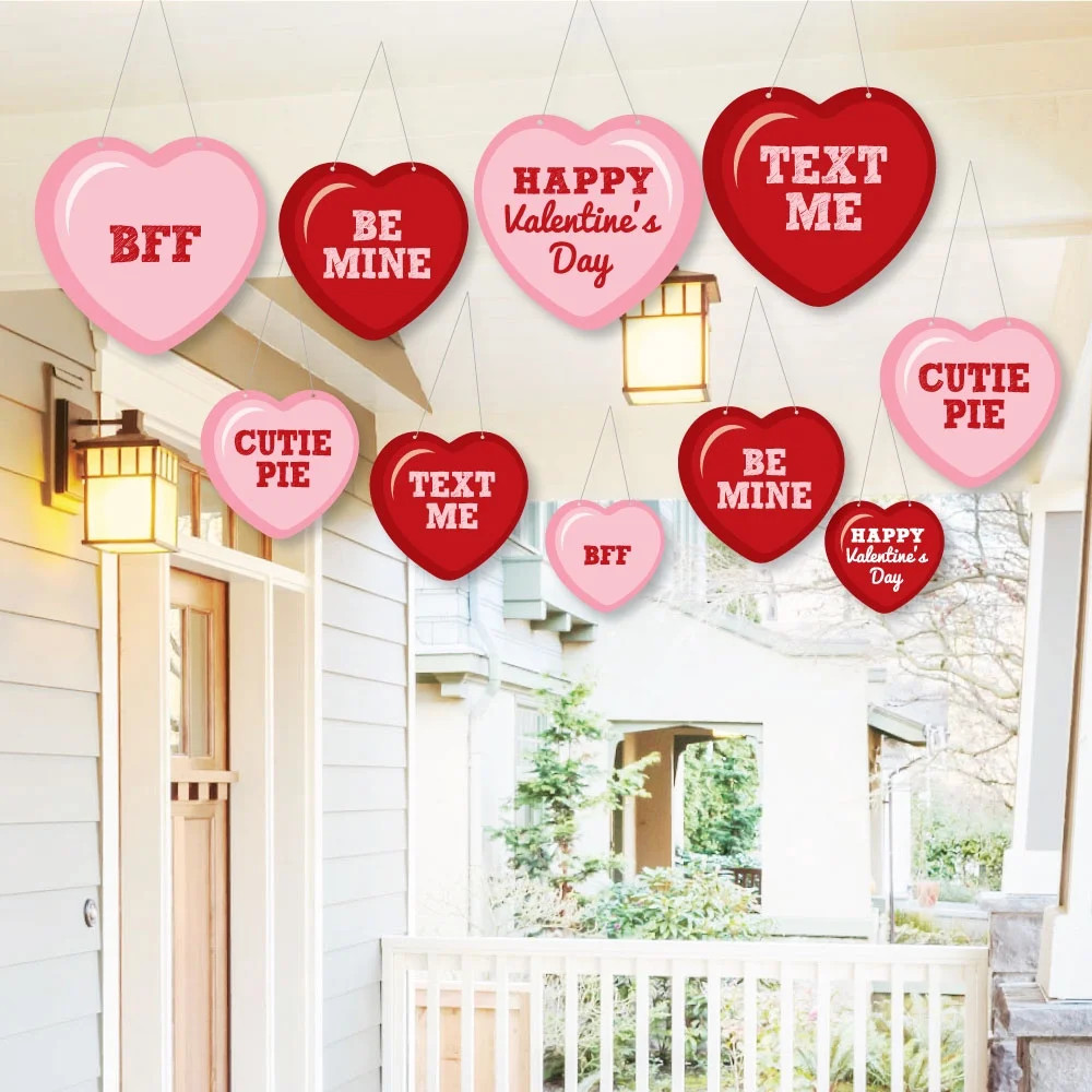 Hanging Conversation Hearts - Outdoor Valentine's Day Party Hanging Porch & Tree Yard Decorations... | Walmart (US)