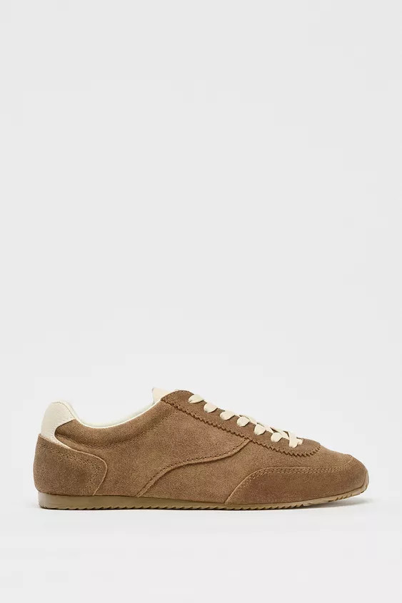 CONTRAST LEATHER SNEAKERS | Zara US