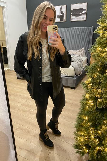 My Target boots are 30% off right now! I’m obsessed with the tan and black! 😍 cute to dress up or down. Linked a similar faux leather shacket to mine from last year. 

#LTKshoecrush #LTKGiftGuide #LTKHoliday