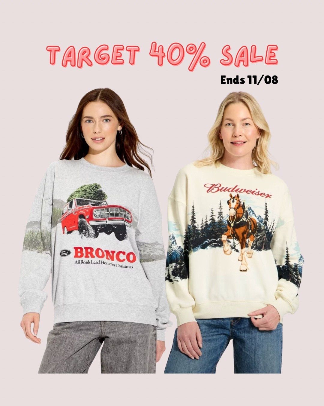 Target find 🤍 This cozy crewneck is the perfect everyday staple. #TargetStyle #TargetFinds #CrewneckOutfit #LTKFallFashion 
Viral Budweiser crewneck. Abercrombie and Fitch dupe.

#LTKSeasonal #LTKGiftGuide #LTKHoliday