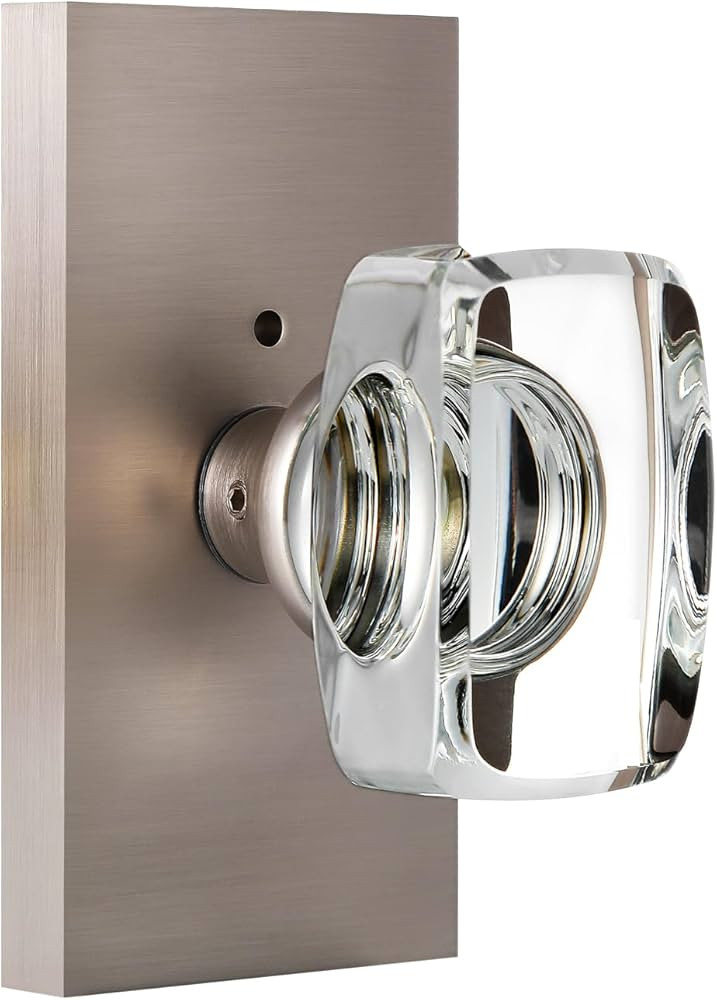 Glass Door Knobs Interior with Lock, Crystal Modern Privacy Door Knob for Bedroom Bathroom, Brush... | Amazon (US)