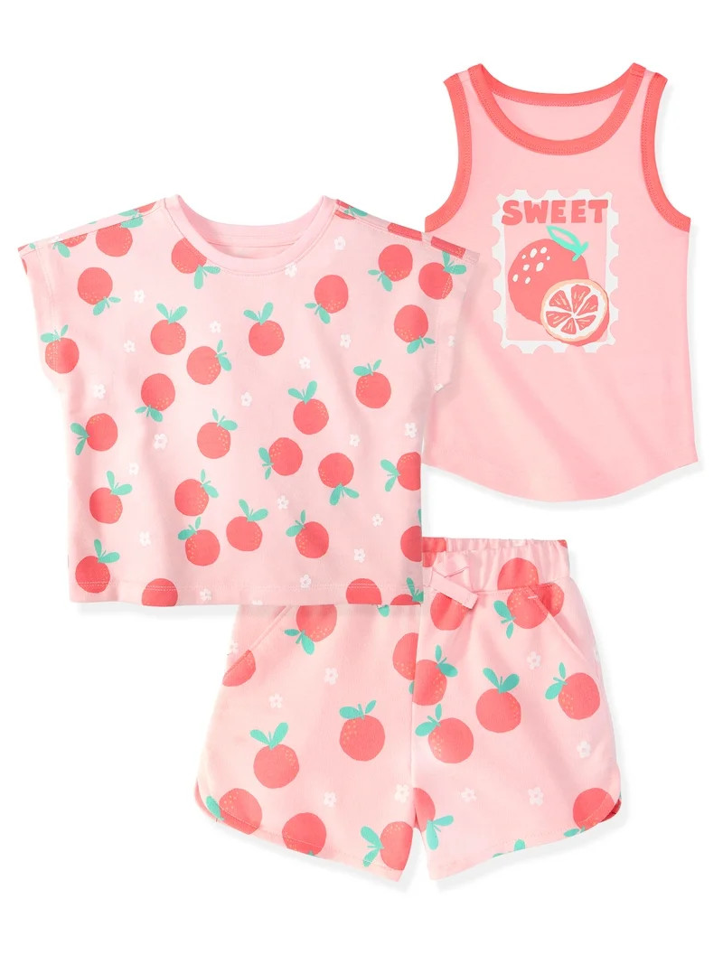 Garanimals Newborn, Baby & Toddler Girl Cotton Terry 3-Piece Set, Tank, Tee & Pull-On Shorts, Siz... | Walmart (US)