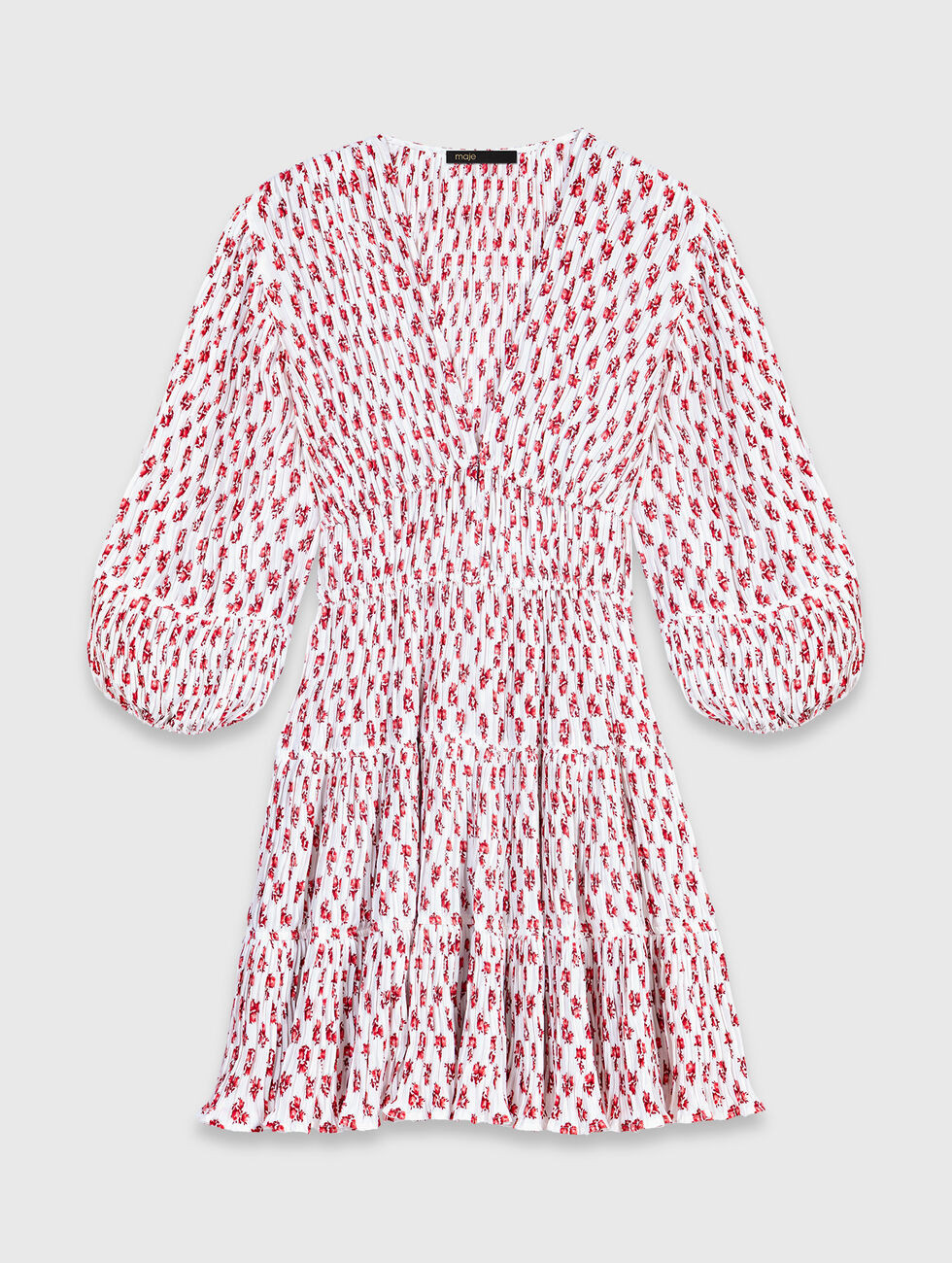Robe plissée imprimée rouge pour femme | Maje | Maje EU