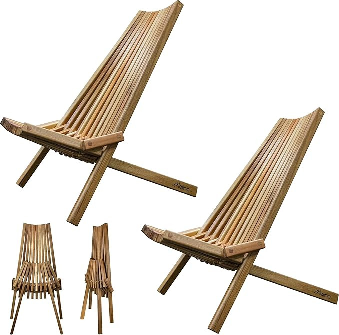 2PCS Wooden Folding Tamarack Chairs, FSC Certified Acacia Low Profile Adirondack Chairs, Wood Fol... | Amazon (US)
