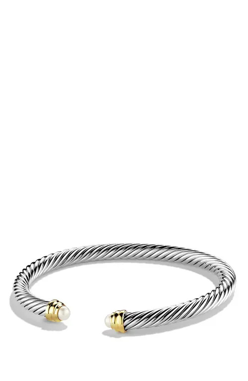 David Yurman Cable Classics Bracelet with Semiprecious Stones & 14K Gold, 5mm in Pearl at Nordstrom, | Nordstrom
