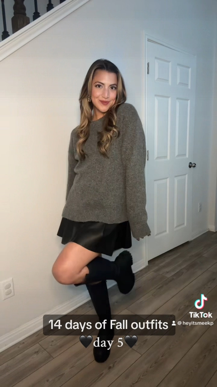 Styling the cutest $15 skirt 😍 I love how this fall outfit came together because the sweater makes it comfy but the chunky earrings and boots make it feel more elevated 💁🏻‍♀️

#LTKSeasonal #LTKstyletip #LTKU