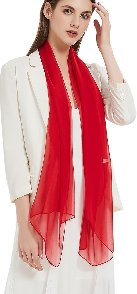 PANTONIGHT Long Chiffon Sheer Scarf For womens | Amazon (US)