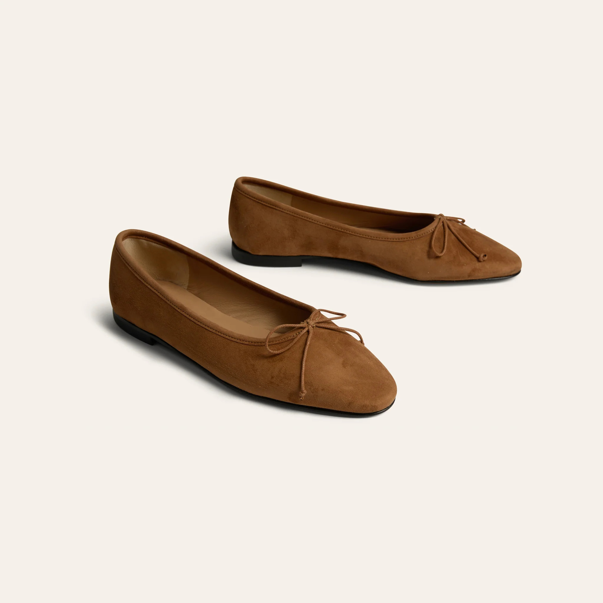 Como Leather Suede Ballet Flats in Amaretto Suede | A. Soliani | A.Soliani
