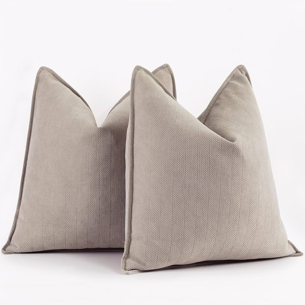 ZWJD Beige Pillow Covers 18x18 Set of 2 Chenille Pillow Covers with Elegant Design Soft and Luxur... | Amazon (US)