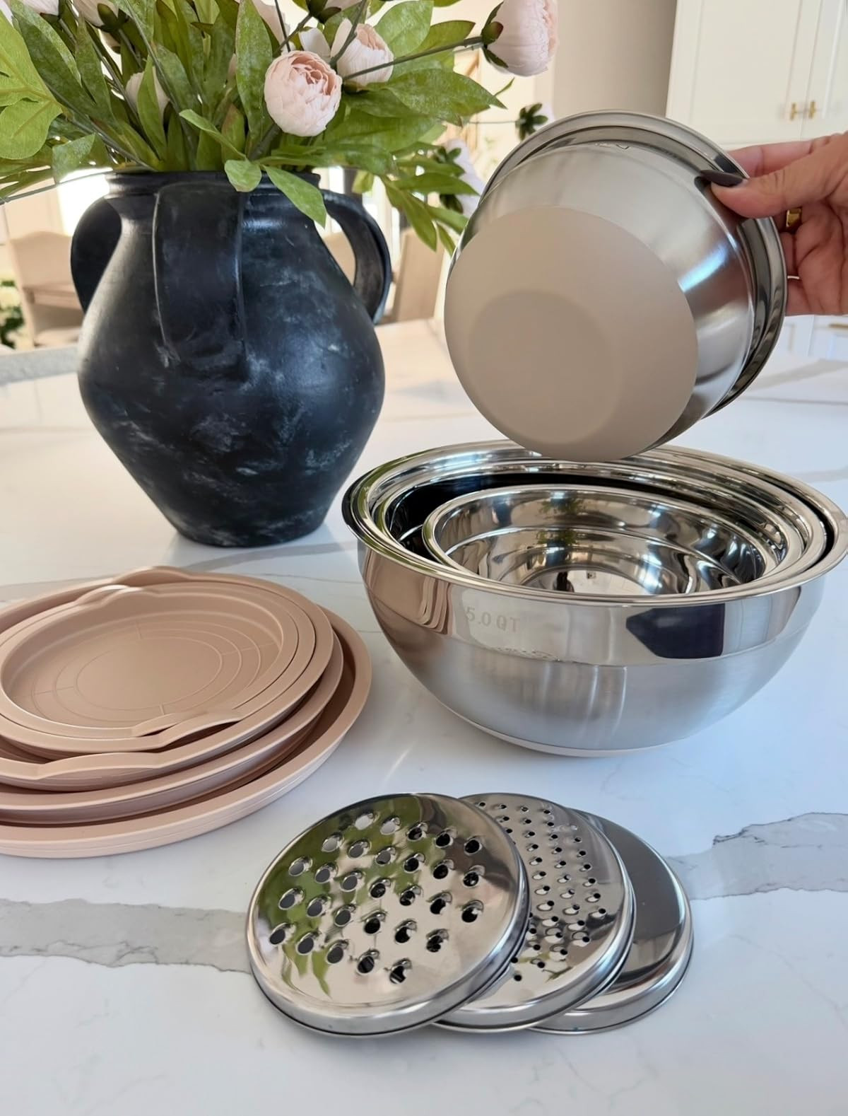 The ultimate mixing bowl set! Non slip bottoms, 3 grating options, mix and store, nesting design for compact storage!. #kitchenmusthaves #amazonfinds | Amazon (US)