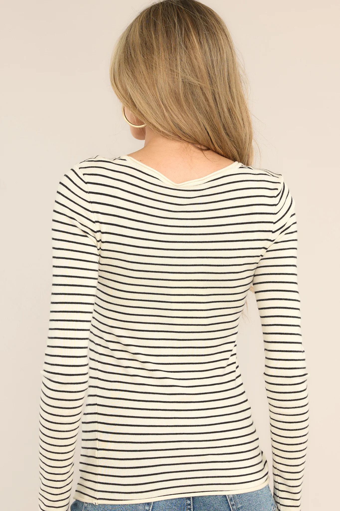 Mixed Signals Black Stripe Long Sleeve Top | Red Dress 
