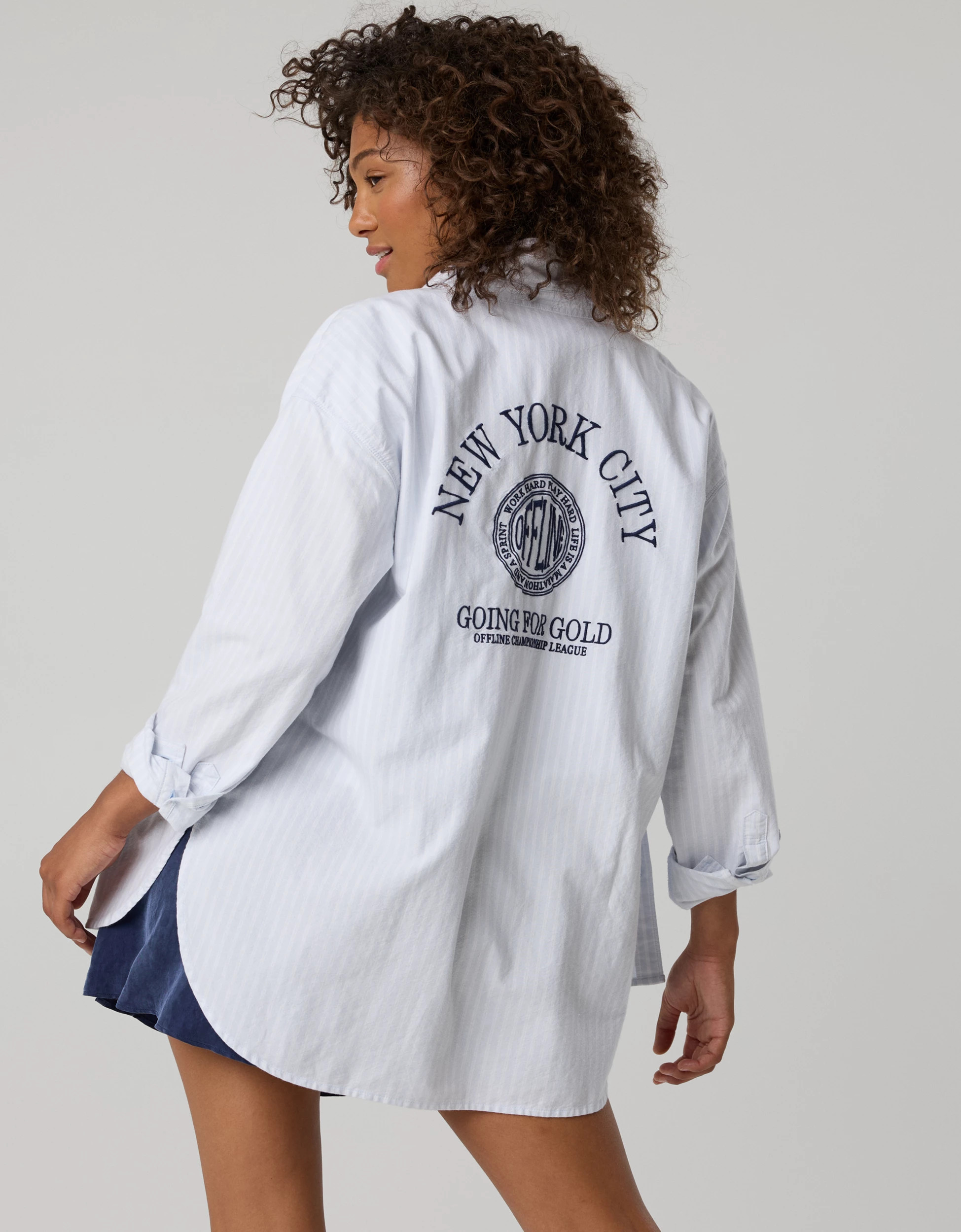 OFFLINE By Aerie Oxford Oversized Long Sleeve Button Up Shirt | Aerie