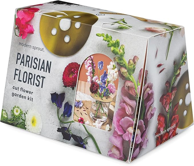 Modern Sprout Travel Trio Parisian Flower Shop; Travel-Inspired Seed Kit with Brass Flower Frog, ... | Amazon (US)
