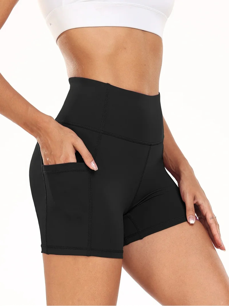 NELEUS Womens 4" Spandex Booty Shorts Yoga Workout Athletic Shorts High Waist with Pockets,Black,... | Walmart (US)
