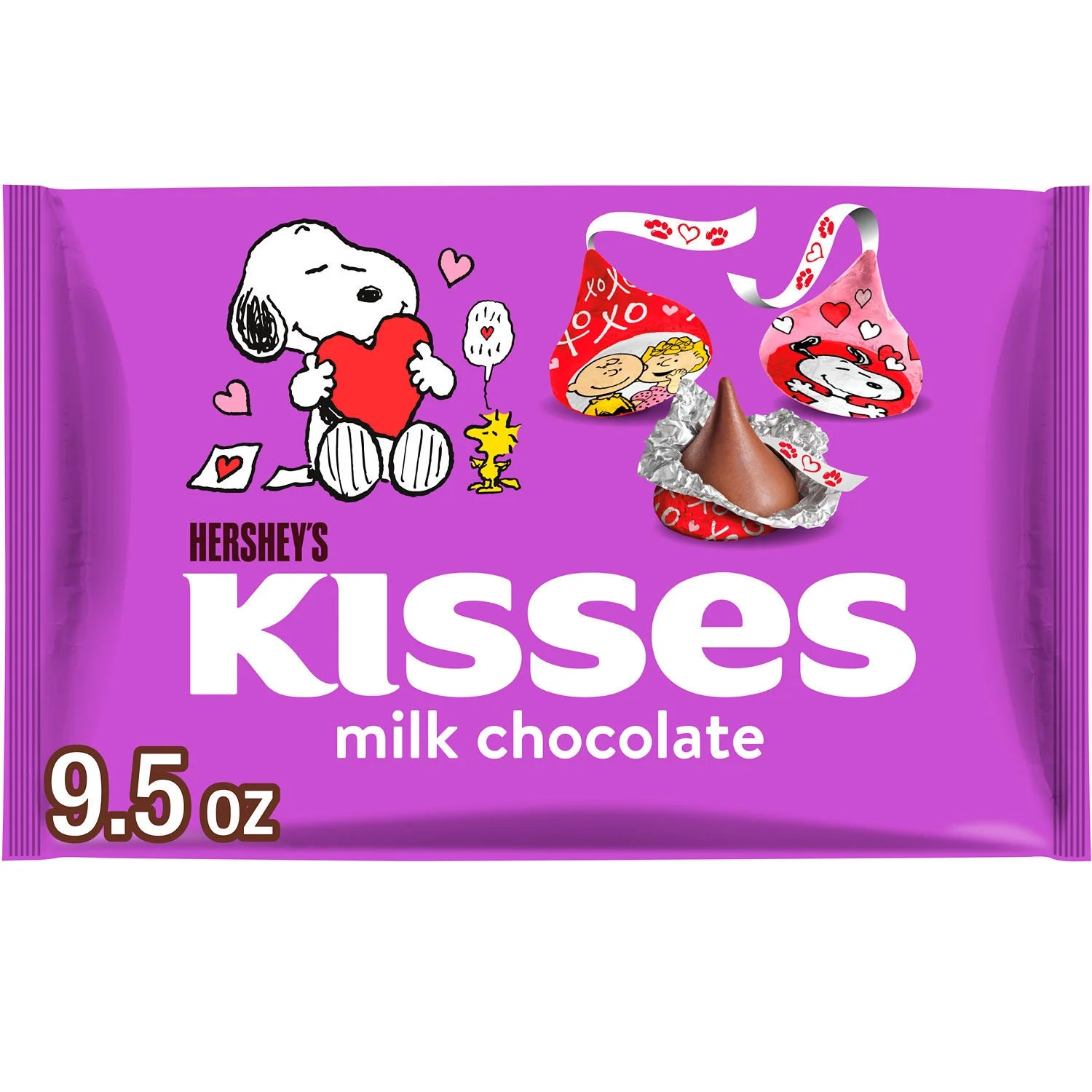 Hershey's Kisses Milk Chocolate Snoopy™ and Friends, Valentine's Candy Bag, 9.5 oz | Walmart (US)