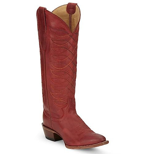 Justin Boots Women's Vintage Whitley Red 15 In Top Round Toe Cowgirl Boot Red 9.5 B | Amazon (US)