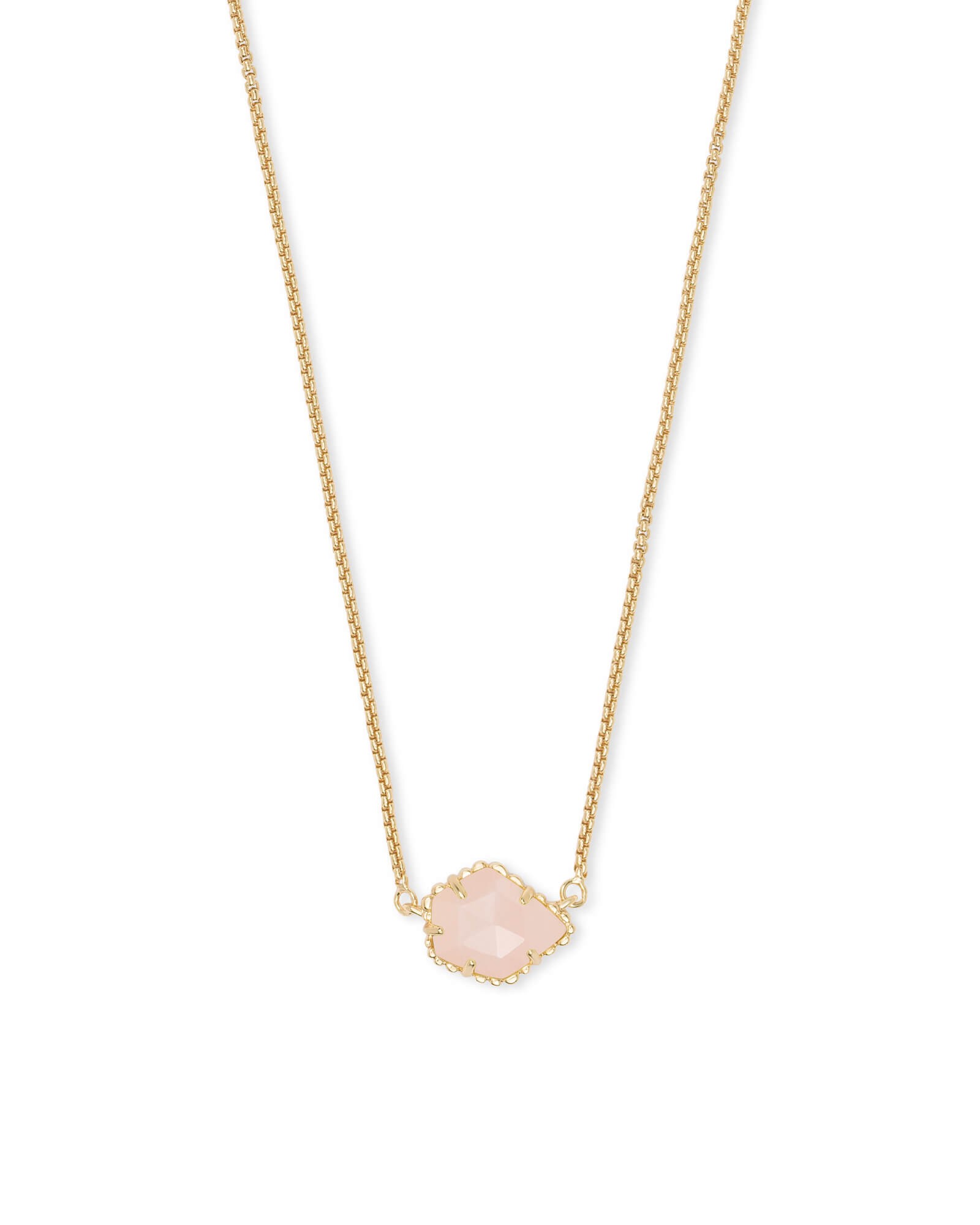 Tess Gold Small Pendant Necklace In Rose Quartz | Kendra Scott