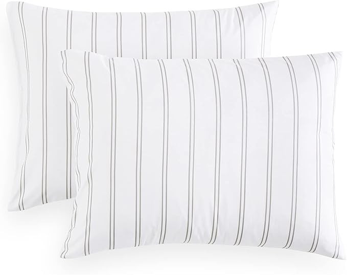 Wake In Cloud - Striped Pillow Cases, Ticking Stripe Vertical Pinstripe Farmhouse Pattern Printed... | Amazon (US)