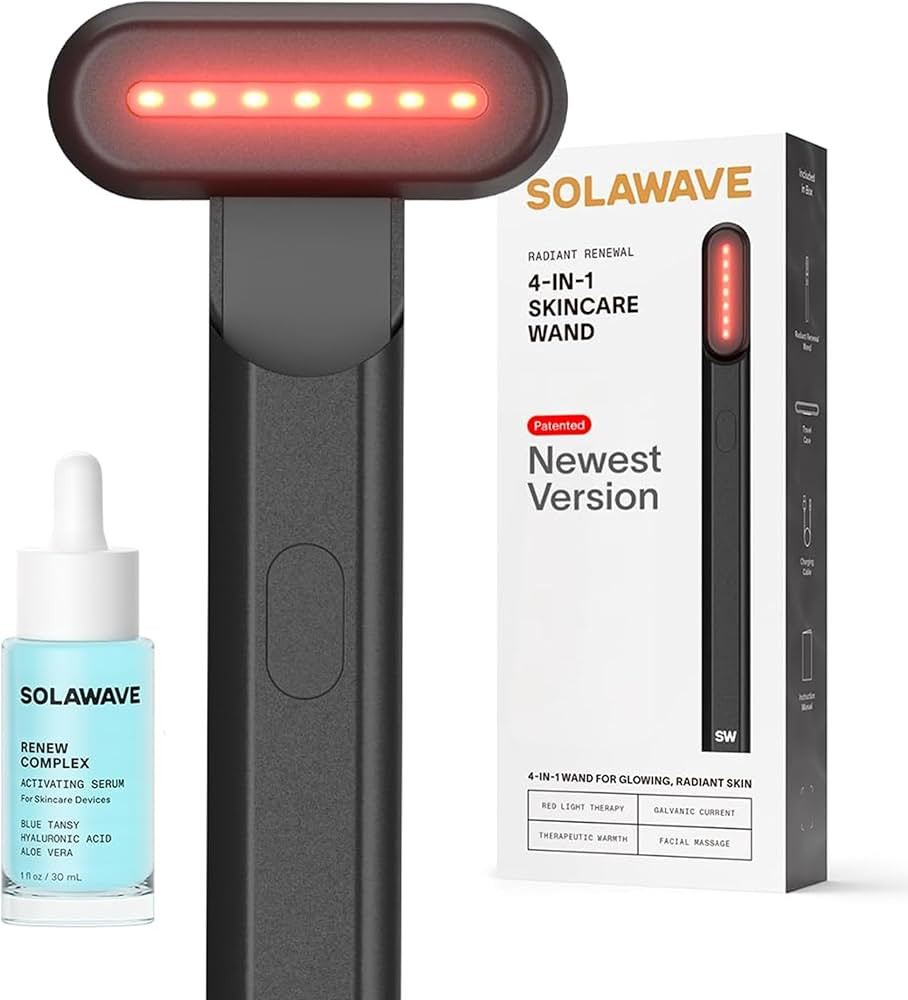 Solawave 4-in-1 Radiant Renewal Wand and Serum Bundle, Face Skincare Wand with Facial Massager, F... | Amazon (US)