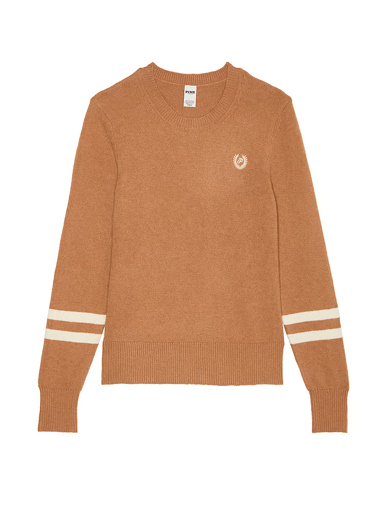 Buy Collegiate Knit Crewneck Sweater, White Shell Dog Vday - Order Sweaters online - PINK US | Victoria's Secret (US / CA )