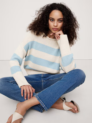 Oversized Cotton Roll-Neck Sweater | Banana Republic (US)