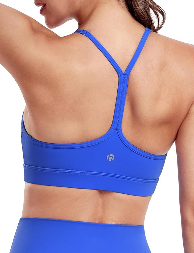 HeyNuts to Freest Y Back Sports Bras for Women Spaghetti Thin Strap Workout Bras Wirefree Padded ... | Amazon (US)