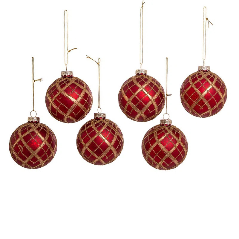 3.15'' Plaid Glass Christmas Ball Ornament | Wayfair North America