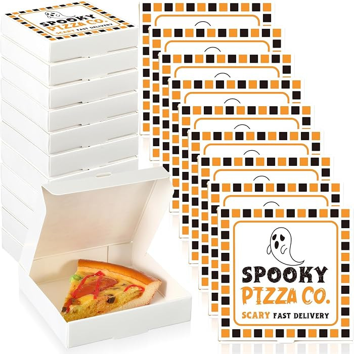 Honeydak 50 Pcs Spooky Small Cookie Boxes Mini Pizza Box Square Cardboard Pizza Box for Halloween... | Amazon (US)