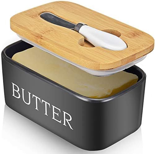 Large Butter Dish with Lid Holds Up to 2 Sticks Ceramics Butter Keeper Container with Knife and S... | Amazon (US)