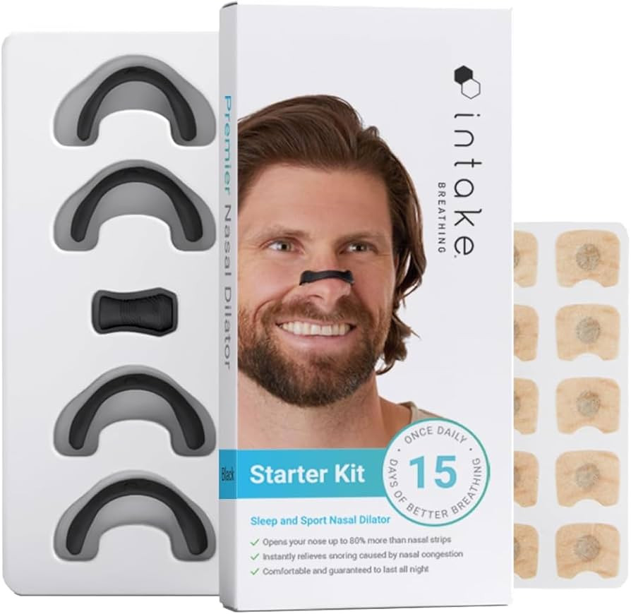 Intake Breathing Nasal Strip Starter Kit (15 Count, Black) - Boost Oxygen Intake, Reduce Snoring,... | Amazon (US)