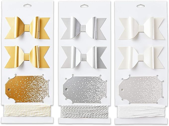 Amazon.com: Hallmark Gift Wrapping Accessories (Gold, Silver, White) 6 Shiny Bows, 12 Gift Tags, ... | Amazon (US)