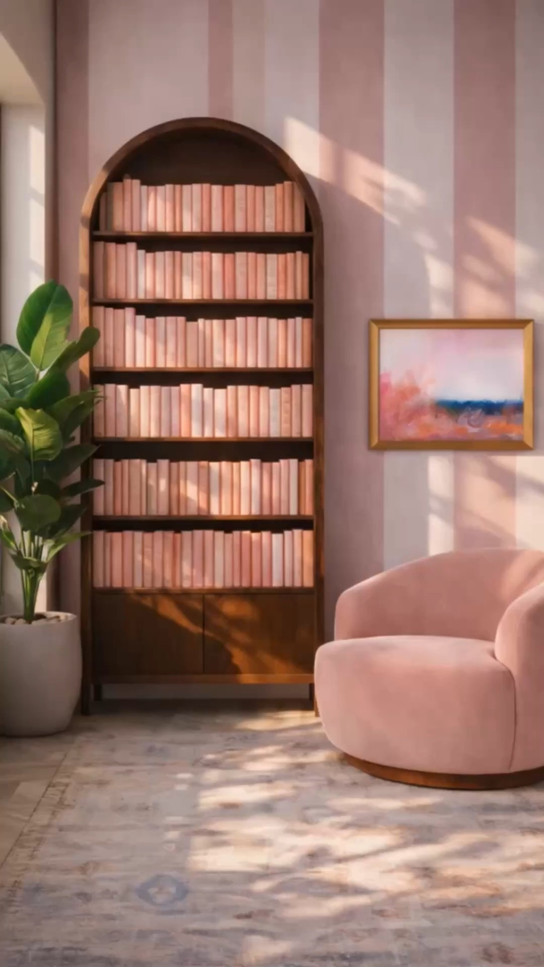 New week. New energy.

Spring sunshine, a calm corner, and everything just works.

Solid wood bookcase for both storage + display.  
Comfy blush chair—chic, a little playful.  
Hand-knotted rug—adds depth.  
Stripe wallpaper—clean, modern lines.  
A touch of green to bring it all to life.

Thinking about a home office refresh? Almost every single item here is on sale.

#homeoffice #bookcase #accentchair #arearug #handknottedrug #stripewallpaper #wallpaper #planter #interiorstyle #cozycorner #designinspo #springsunshine #Art

#LTKSaleAlert #LTKFestival #LTKHome