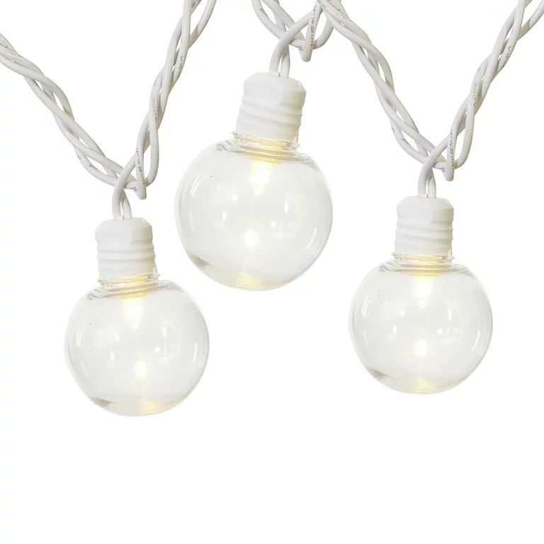 Mainstays 20-Count Indoor Outdoor Warm White LED G40 Globe Lights, with White Wire | Walmart (US)
