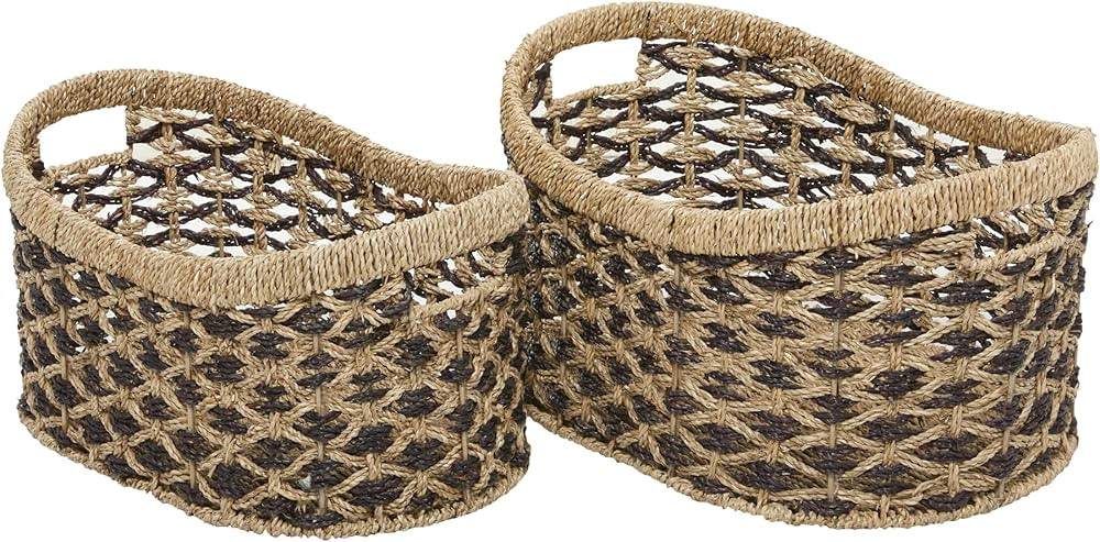 Deco 79 Seagrass Handmade Decorative and Functional Storage Basket Two Toned Basket Organizer wit... | Amazon (US)