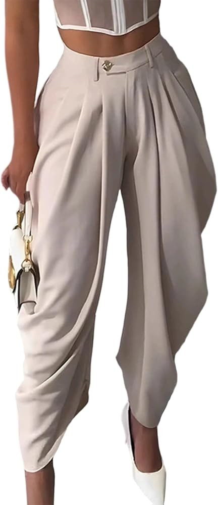 Unybwonn Women's Dress Slacks Pants Casual Pleated Business Work Pants Wide Leg High Waisted Pala... | Amazon (US)
