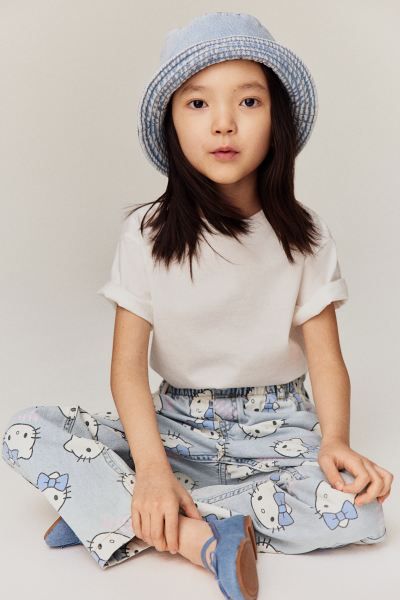 Relaxed Fit Paper Bag Jeans - Light denim blue/Hello Kitty - Kids | H&M US | H&M (US + CA)