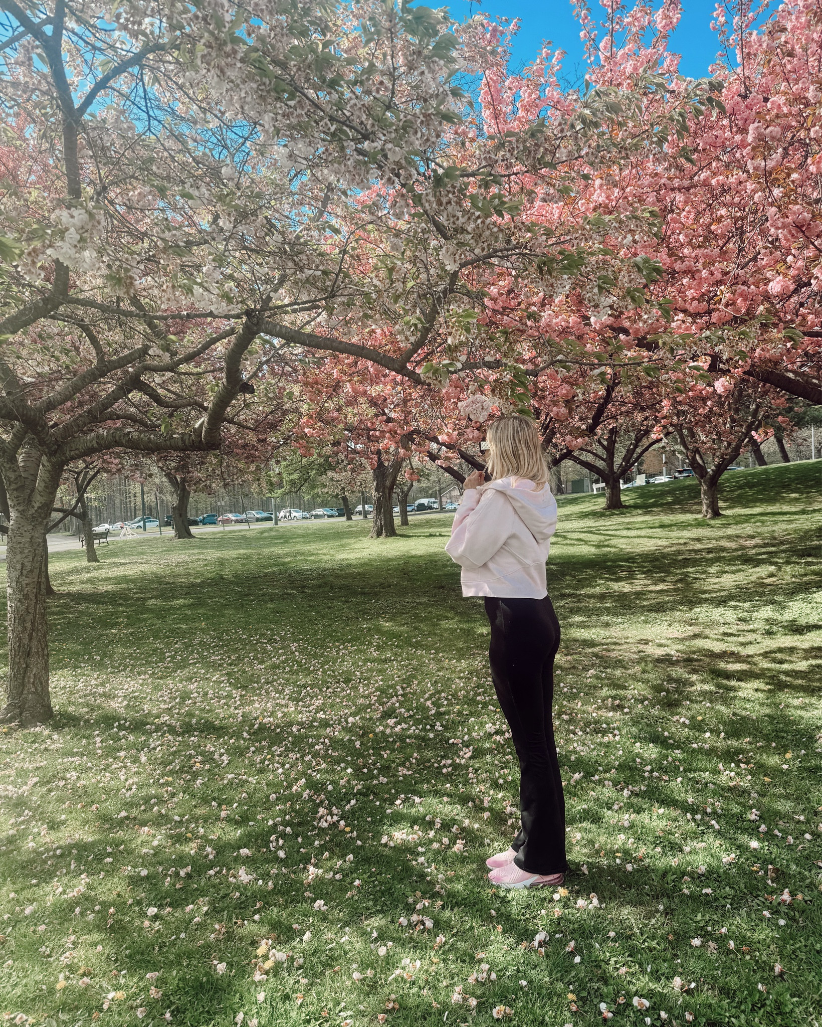 In my cherry blossom era 🌸

Strawberry milkshake Lululemon hoodie •  Alo yoga onesie • pink Nike air max 270 

Spring outfit • athleisure outfit • casual outfit 

#LTKstyletip #LTKshoecrush 

#LTKActive