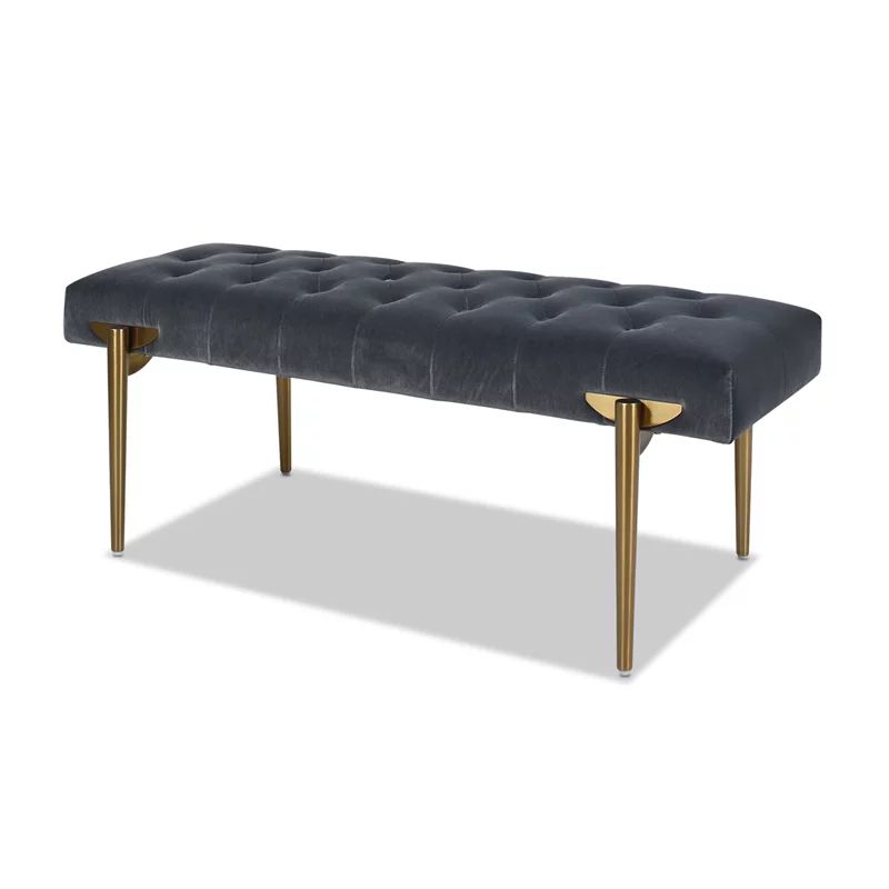 Jennifer Taylor Home Aria Upholstered Gold Accent Bench Steel Gray | Walmart (US)