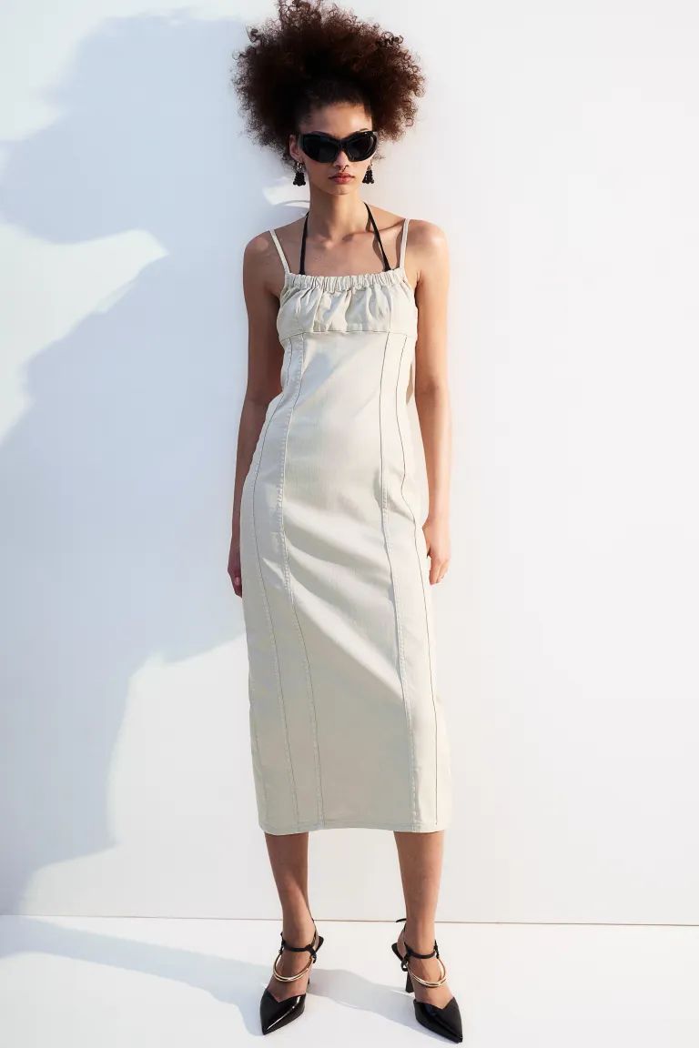 Denim Bodycon Dress - Light beige - Ladies | H&M US | H&M (US + CA)