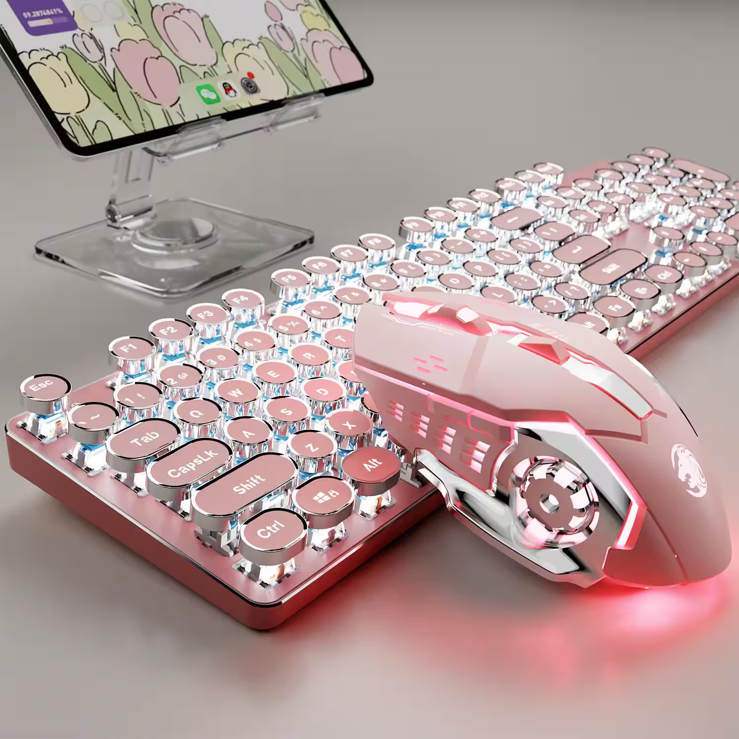 COTTAGE - Tk950 Typewriter And Mouse Combo Retro Mechanical With Backlit Anti ghosting Bluetooth 2 Cute Gaming Ke - Pink-Wireless | Best Buy U.S.
