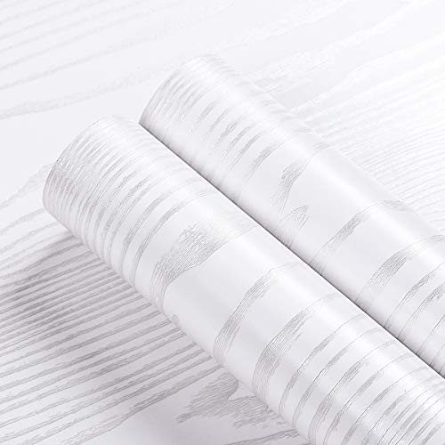 Livelynine White Peel and Stick Wallpaper Wood Contact Paper for Cabinets Adhesive Wood Grain Vin... | Amazon (US)