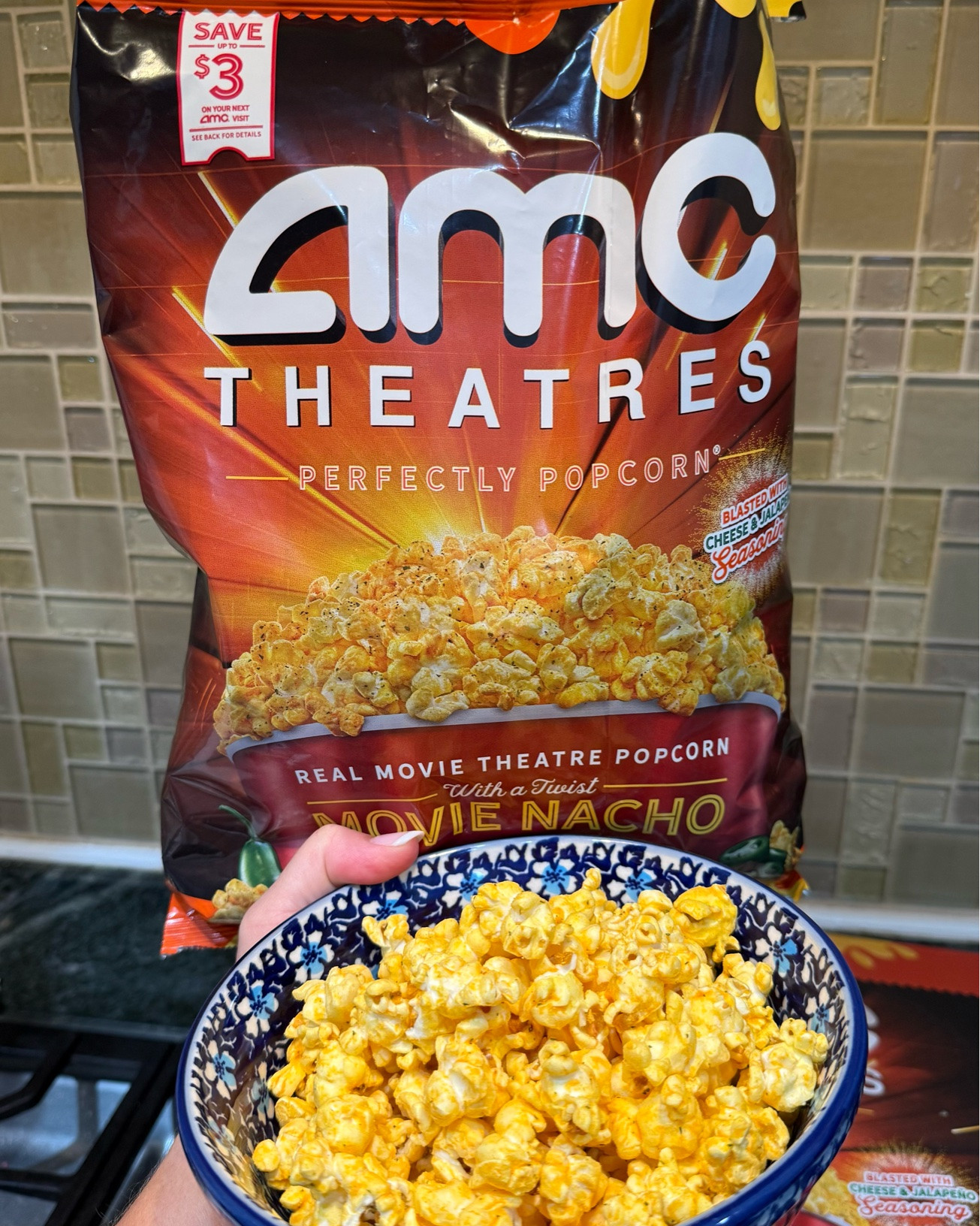 AMC Theatre Popcorn is perfect for movie night! 

You can warm it up in the microwave and enjoy fresh warm theatre popcorn at home. 

The Movie Nacho cheese & jalepeno flavor was just the right amount of flavor without being too spicy.

#LTKmomlife #LTKfoodie #LTKdayinmylife