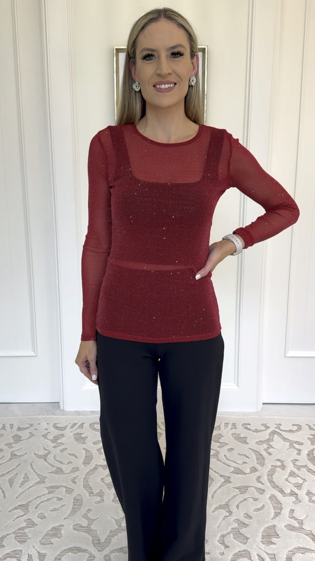 🎄 Holiday Outfit 🎄

The pants are back in stock! 🎉 Grab them while you can. I’m wearing XS. 

Adding a sheer top is a great way to layer and not be too warm at any holiday event, especially if you live where it’s warmer. It’s adds a hint of flirt with a hint of modesty. 

#everypiecefits

Christmas outfit
Christmas party outfit
Holiday party outfit
New Year’s Eve outfit 



#LTKHoliday #LTKVideo #LTKparties