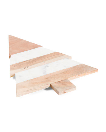 19x14 Marble And Wood Christmas Tree Serving Board | TJ Maxx